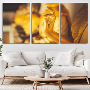 Gold Buddha Statue Hands Wall Art Canvas Print