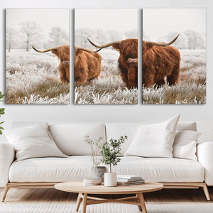 Longhorn Cattle Wall Art Canvas Print, Framed Farmhouse
