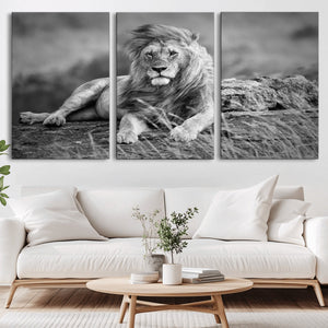 King Forest Lion Wall Art Canvas Print – Framed Majestic