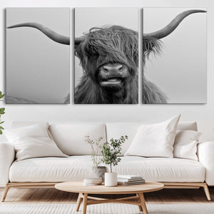 Texas Cow Wall Art Canvas, Texas Longhorn Cattle Canvas