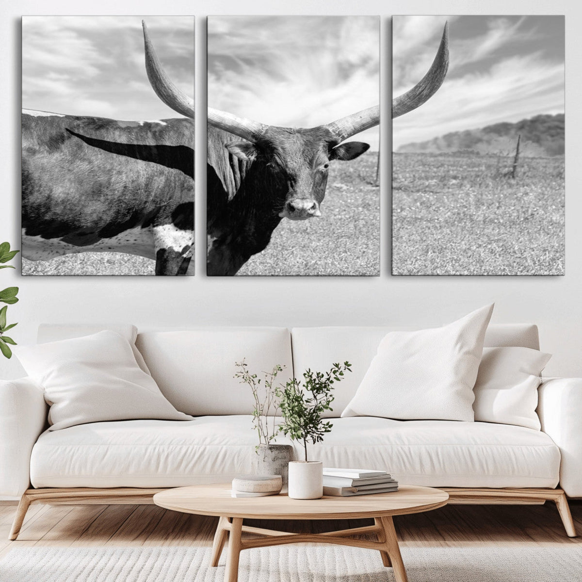 Cattle Wall Art Longhorn Cow Canvas Print