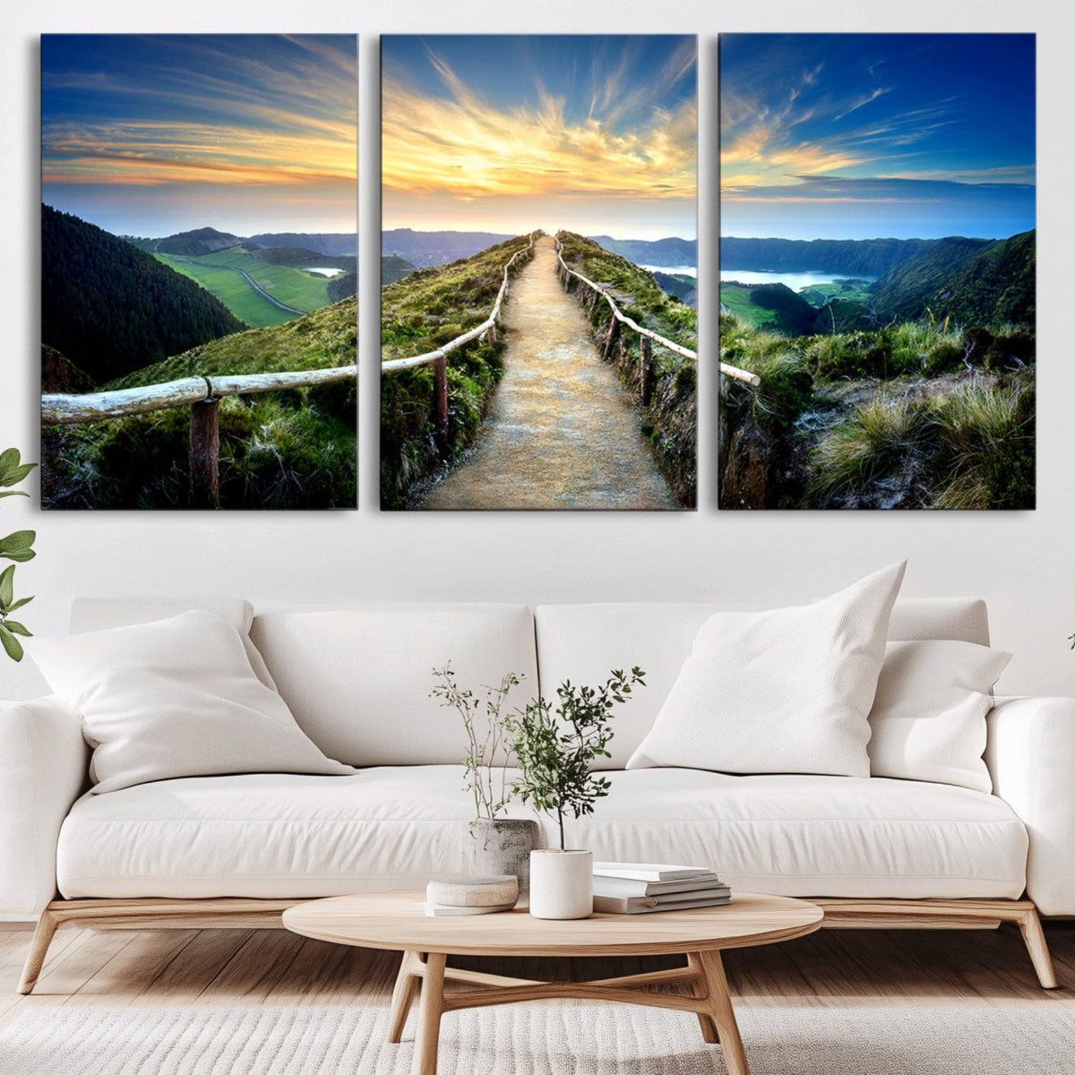 Mountain and Sunset Wall Art Canvas Print