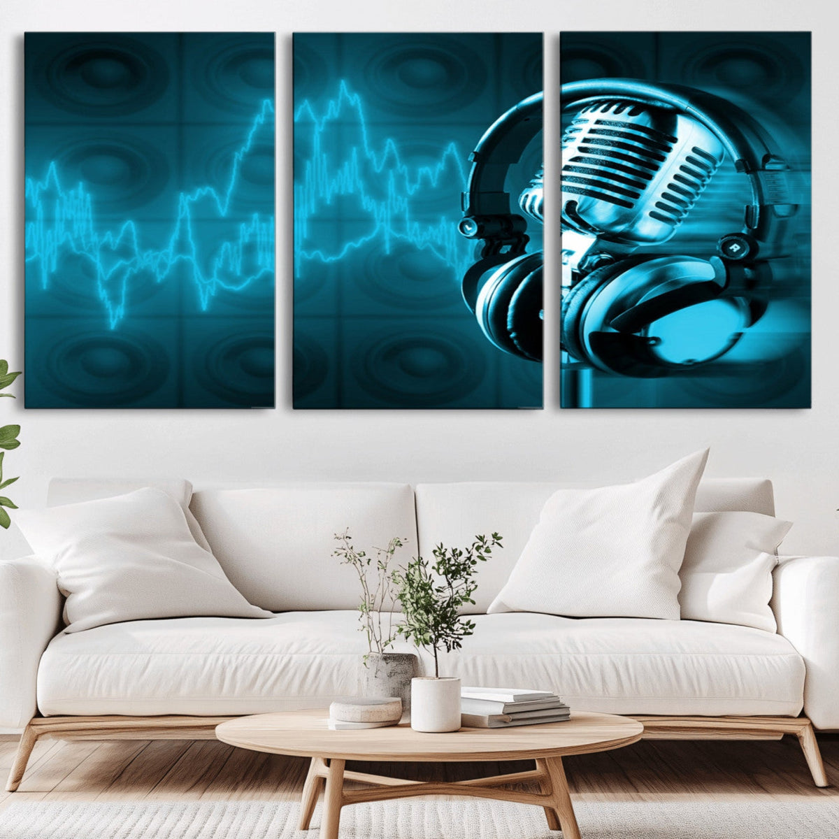 Music and Microphone Wall Art Canvas Print