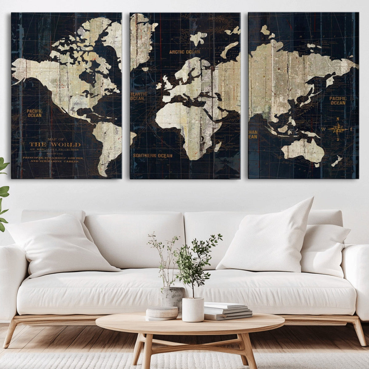 Antique Old World Map Wall Art Canvas Print