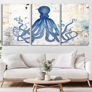 Octopus Canvas Wall Art | Coastal Marine Life Artwork for