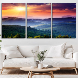 Mountain and Sunset Wall Art Canvas Print