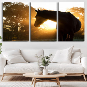 Horse at Sunset Wall Art Animal Canvas Print