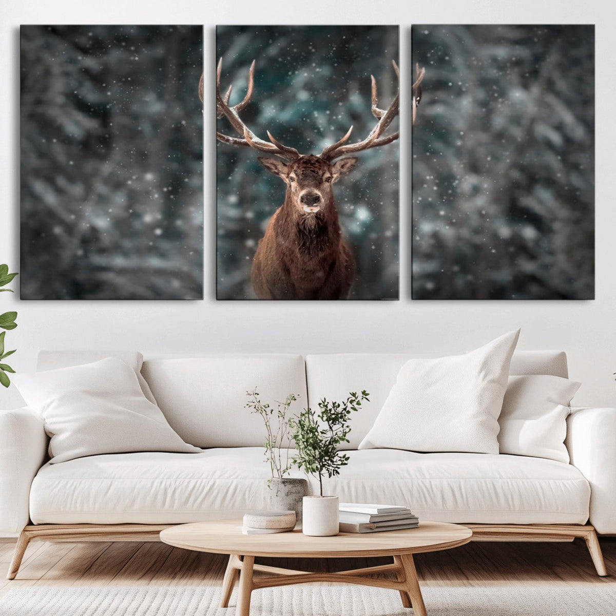 Wall Art Deer Art Animal Canvas, Framed Wall Art Deer Canvas