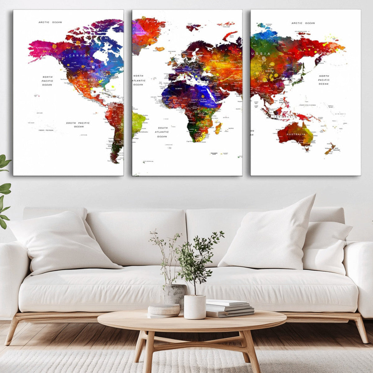 World Map Canvas Print – Detailed Map of the World Wall Art