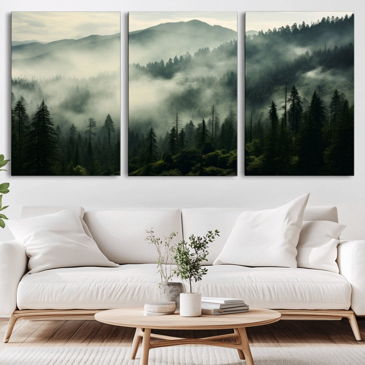 Captivating Misty Forest Wall Art Premium Canvas Print a
