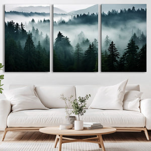 Captivating Misty Forest Wall Art Canvas, Premium Canvas