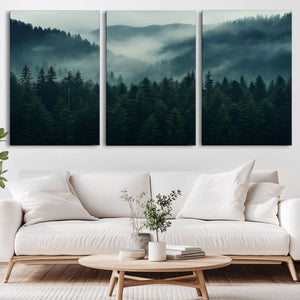 Captivating Misty Forest Wall Art Premium Canvas Print,