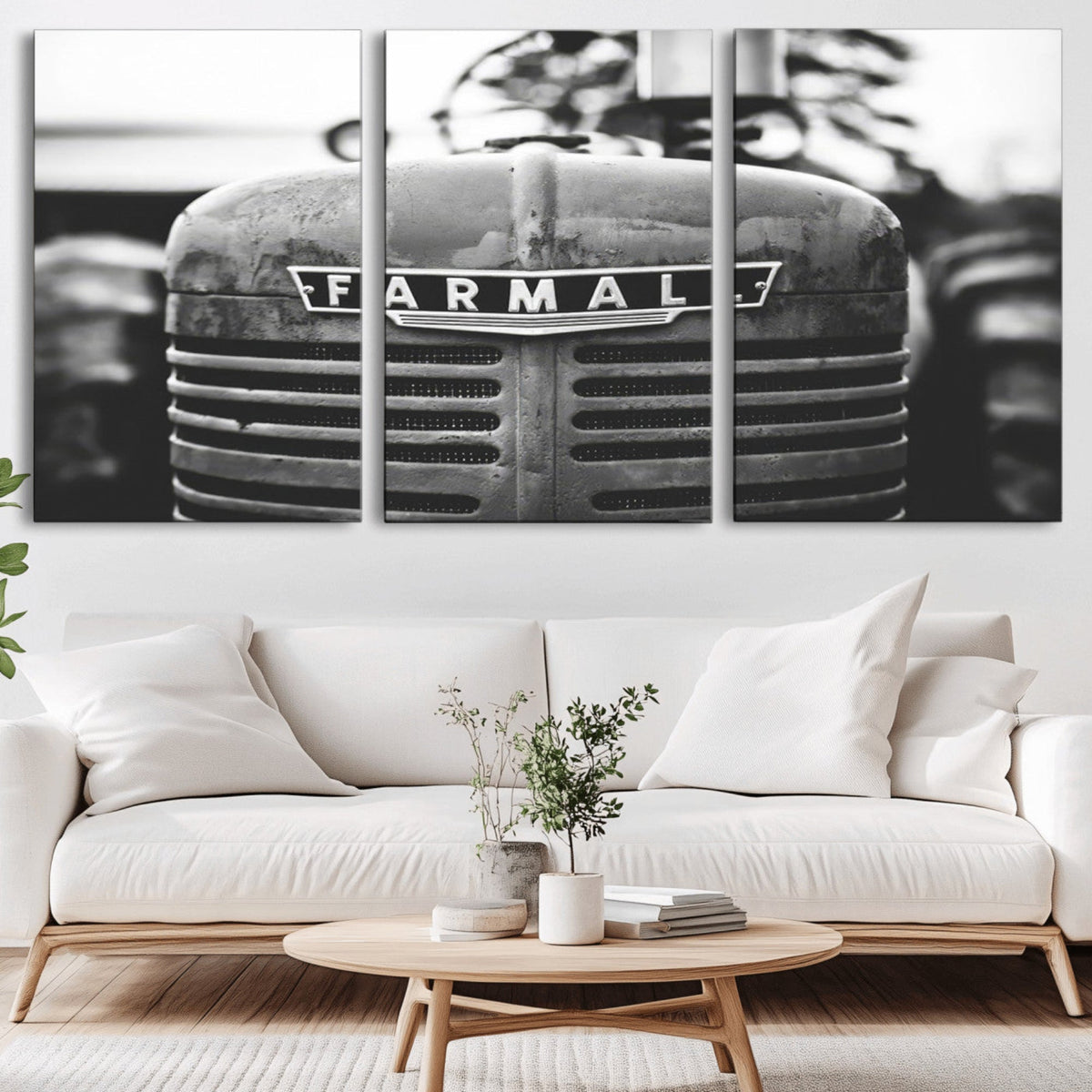 Vintage Farmall Tractor Wall Art Canvas Print, Rustic