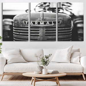 Vintage Farmall Tractor Wall Art Canvas Print, Rustic