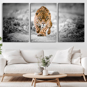 Jaguar Wall Art Canvas Print - Majestic Big Cat in Focused