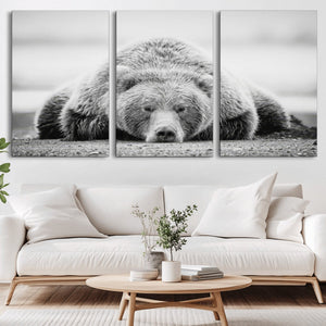 Resting Grizzly Bear Wall Art Canvas Print – Majestic Lazy
