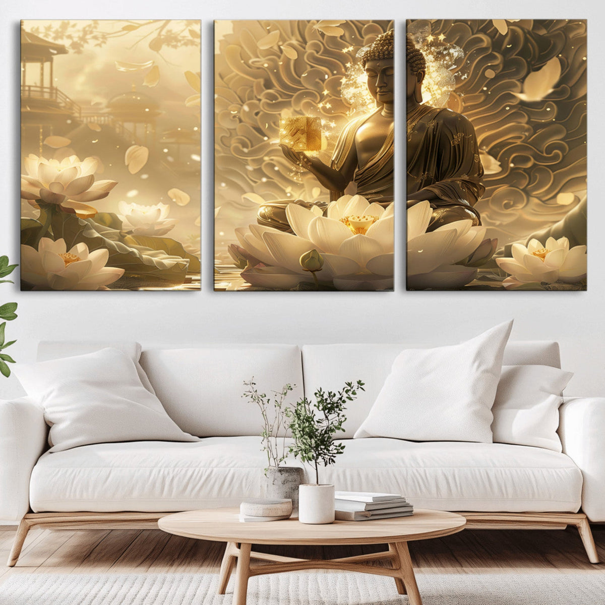 Golden Buddha Wall Art | Yoga Room Decor and Meditation Room