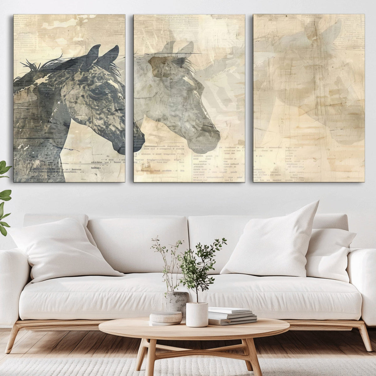Abstract Horse Canvas Print | Modern Farmhouse Wall Art |