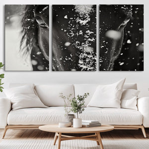 Winter Horse Snow Wall Art Canvas Print