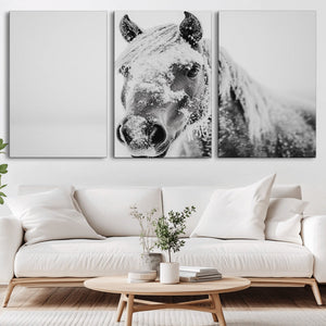 White Horse Wall Art | Ready to Hang and Framed | Winter