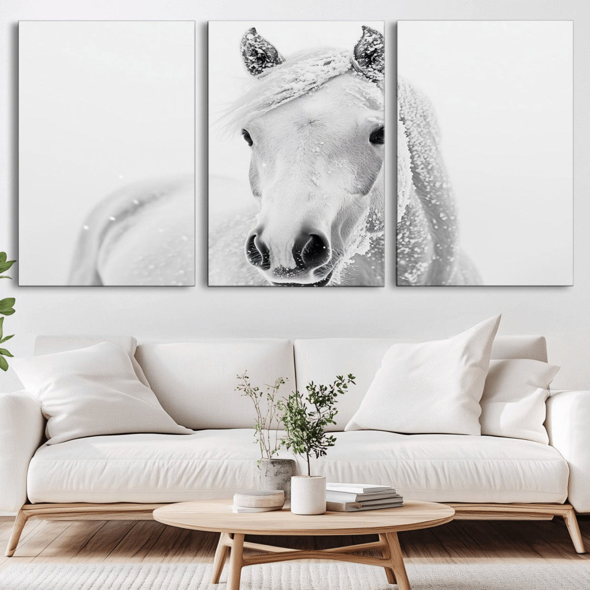 Majestic White Horse Wall Art | Ready to Hang and Framed |