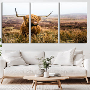 Scottish Highland Cow Canvas Wall Art – Rustic Farmhouse
