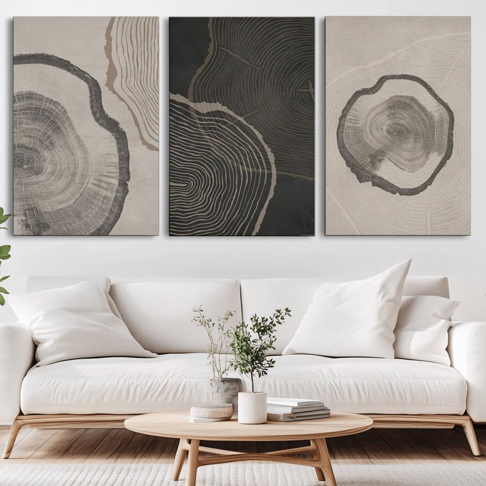 Minimalist Tree Rings Wall Art | Modern Abstract Canvas