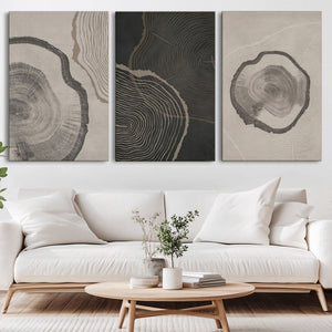 Minimalist Tree Rings Wall Art | Modern Abstract Canvas