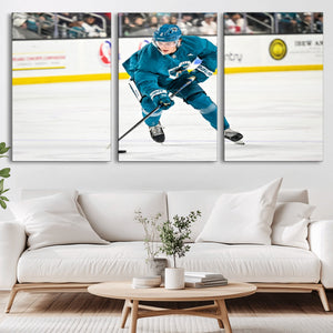 San Jose Sharks Ice Hockey Player Wall Art Canvas Print