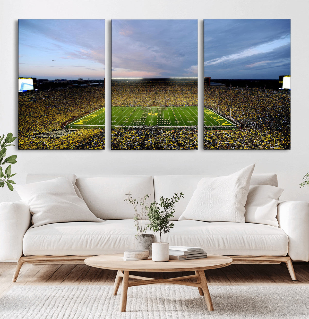 Michigan Stadium Wall Art Canvas Print, Vibrant Game Day
