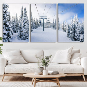Winter Ski Lift Wall Art Print - Landscape Wall Art | Snowy