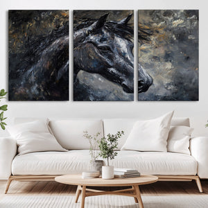 Large Abstract Horse Wall Art Canvas Print | Farmhouse Wall