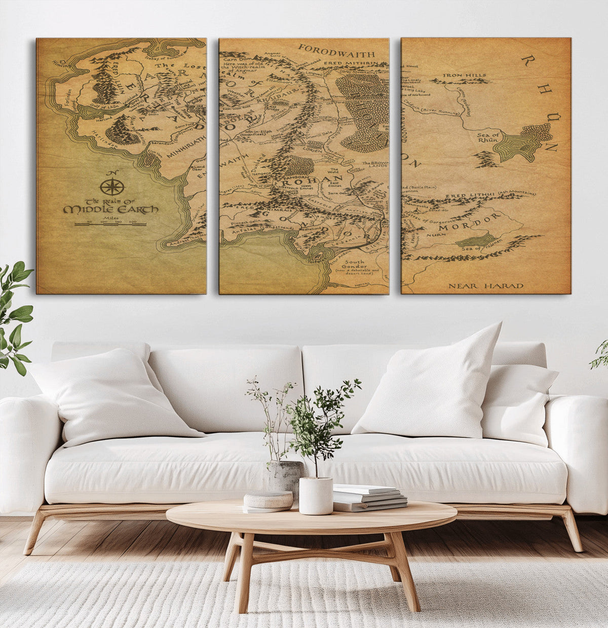 Middle Earth Map Canvas Wall Art – Vintage Fantasy Map