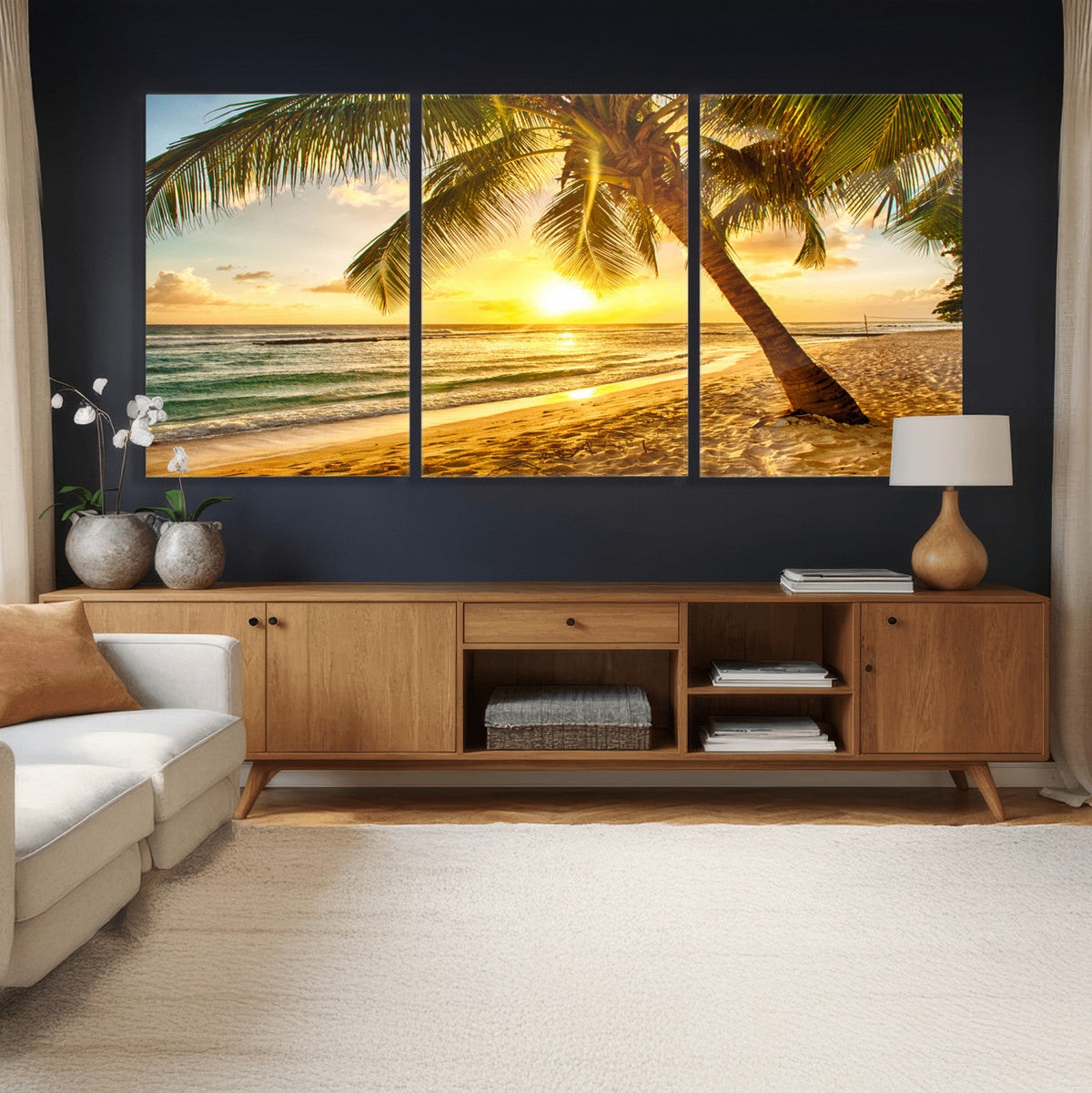 Beach Sunset Canvas Wall Art Print - Tropical Beach Canvas