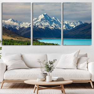 Mount Cook and Lake Pukaki Canvas Wall Art Print – Majestic