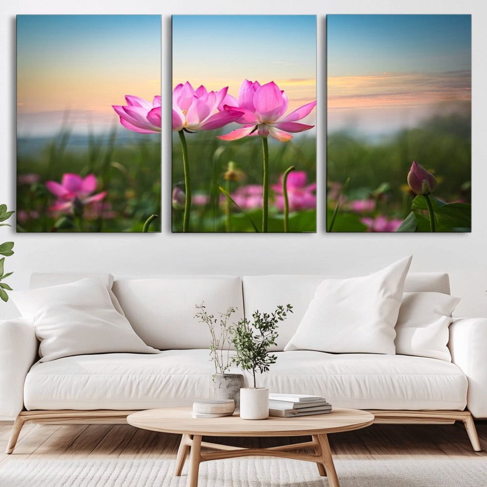Pink Flower on the Mountain Canvas Print, Framed Pink Flower
