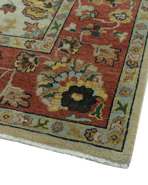 Traditional Heriz Design Beige And Brown  6x9 Hand Knotted Wool Area Rug