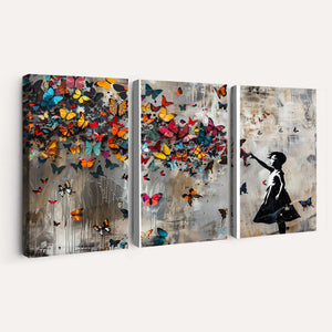 Banksy Wall Art - Banksy Girl and Butterfly Explosion Wall