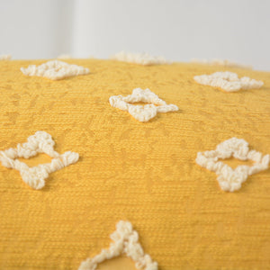 20''x20'' Tufted Floral 100% cotton Throw Pillow | 7 Colors – Textured Daisy Stitch Design | Boho Chic Couch & Bedroom Accent | Insert Included