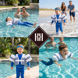 Floating Jackets with Sleeves for Pool or Beach | 1-3 Years | White & Blue