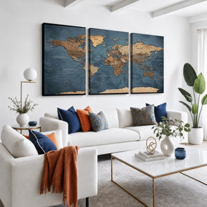 World Map Canvas Wall Art Canvas Print
