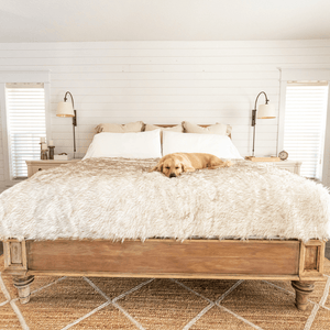 PupProtector™ Waterproof Throw Blanket - White with Brown Accents