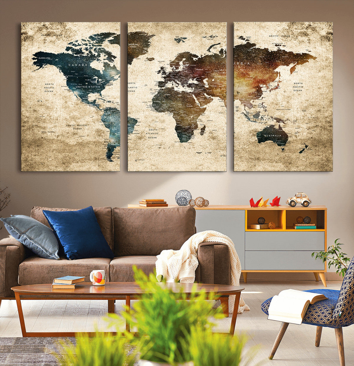 World Map Canvas Print – Detailed Map of the World Wall Art