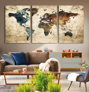 World Map Canvas Print – Detailed Map of the World Wall Art