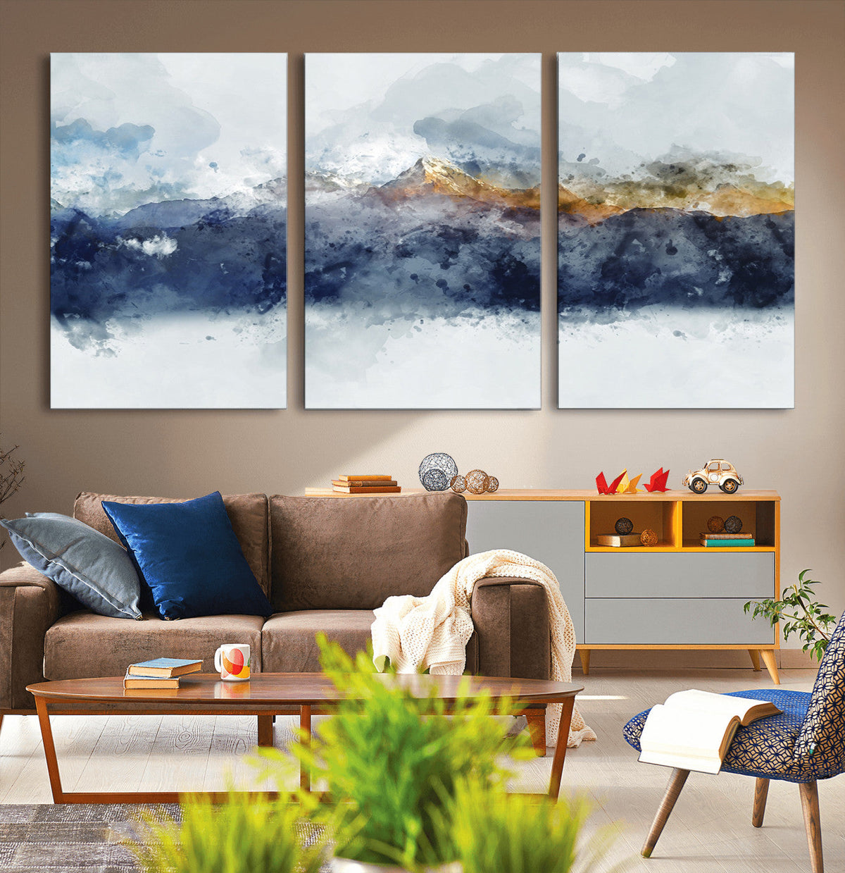 Abstract Mountain Range Art Canvas Print | 3 Panel