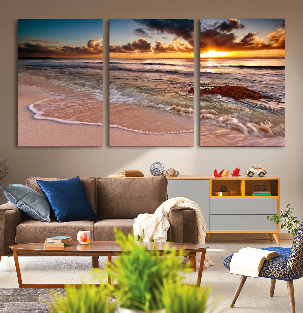 Sunset on Ocean Wall Art Canvas Print