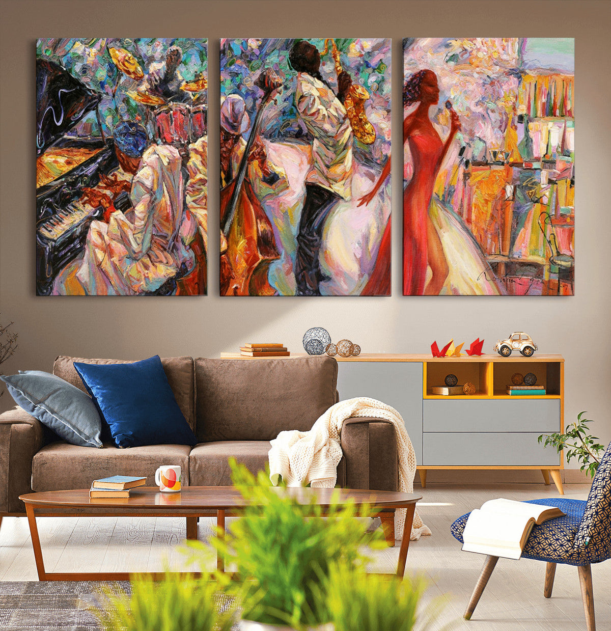 Abstract Afro American Jazz Canvas Wall Art | Music-Inspired