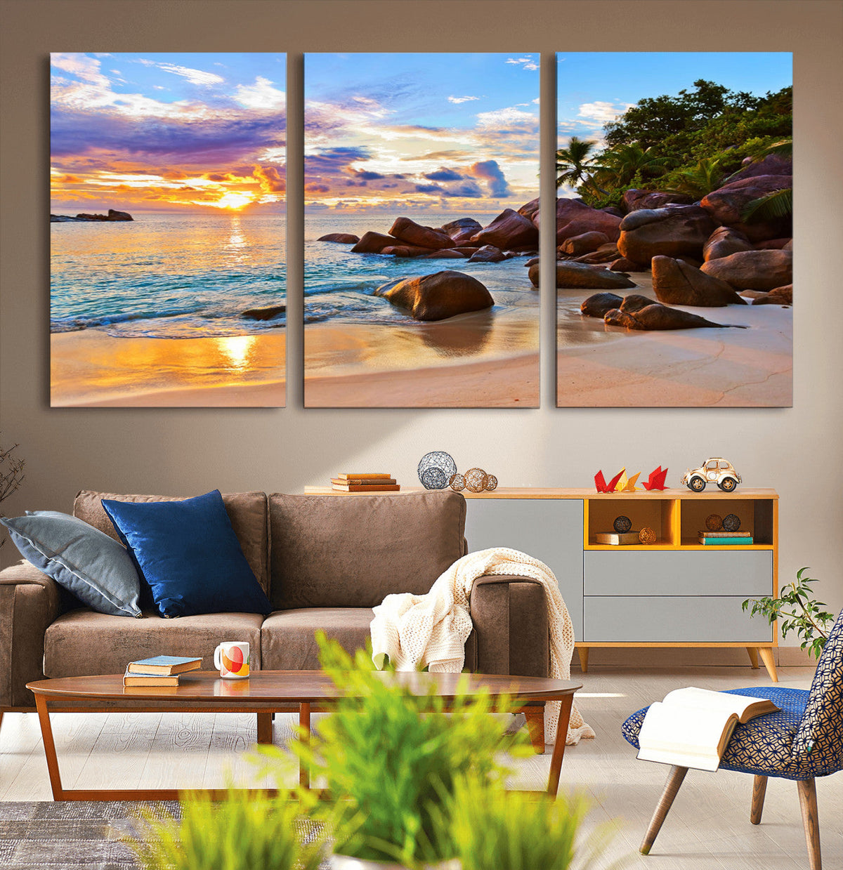 Tropical Island Beach Sunset Canvas Print