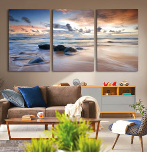 Serene Weather On The Beach Wall Art Canvas Print