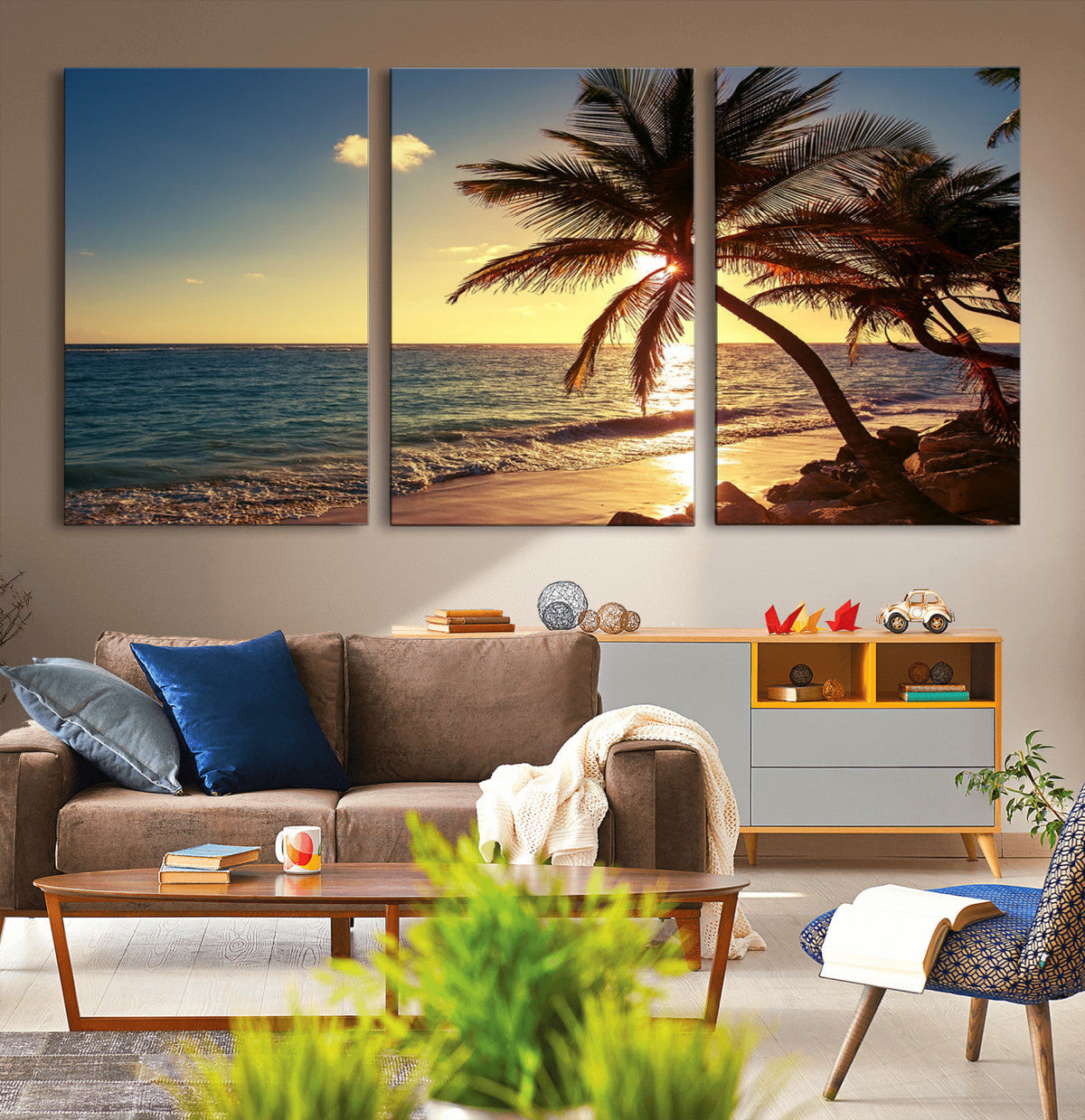 Sunset Palm Trees Wall Art Canvas Print